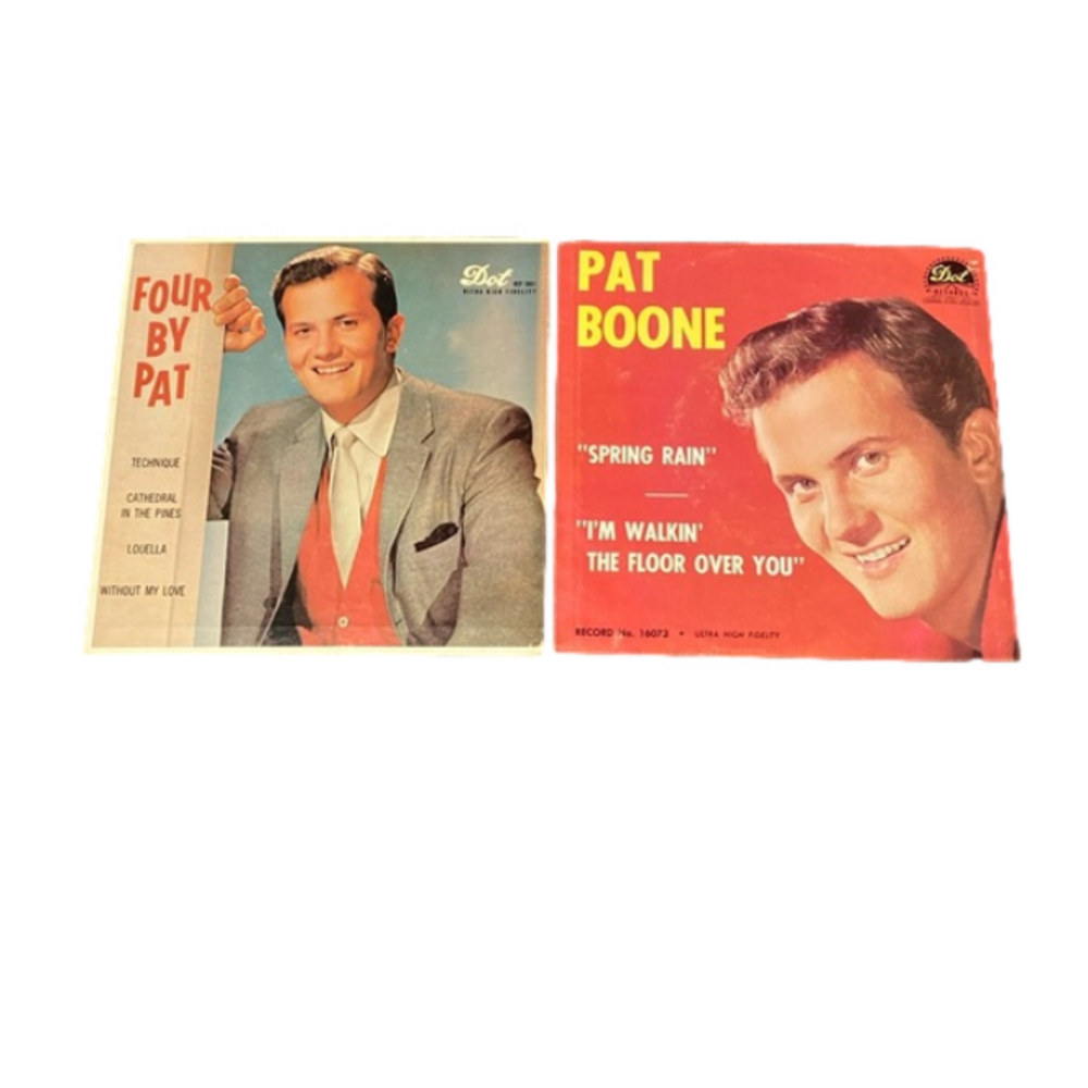 Pat Boone Vinyl Records 45’s Lot Of 2 Includes Spring Rain Louella,Etc.